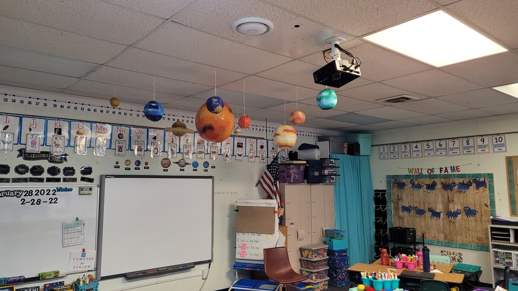 Planets hanging in classroom 